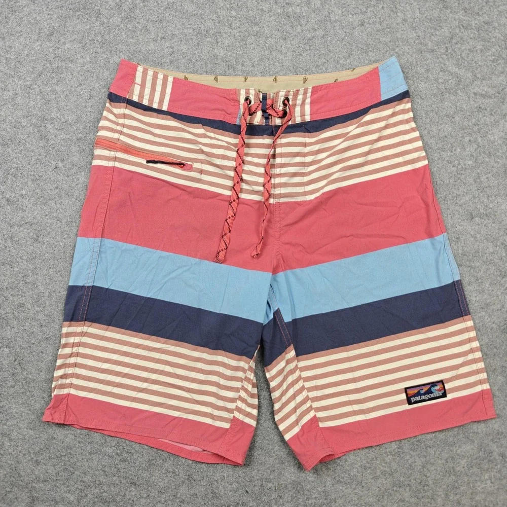 Patagonia Board Shorts Mens 32 Multicolor Stripe Swim Trunks Quick Dry Beach